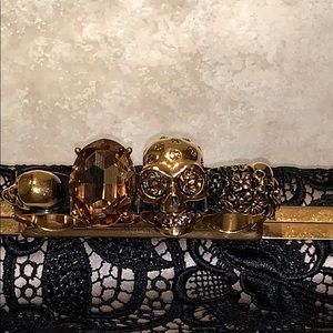 Alexander McQueen black knuckle box clutch